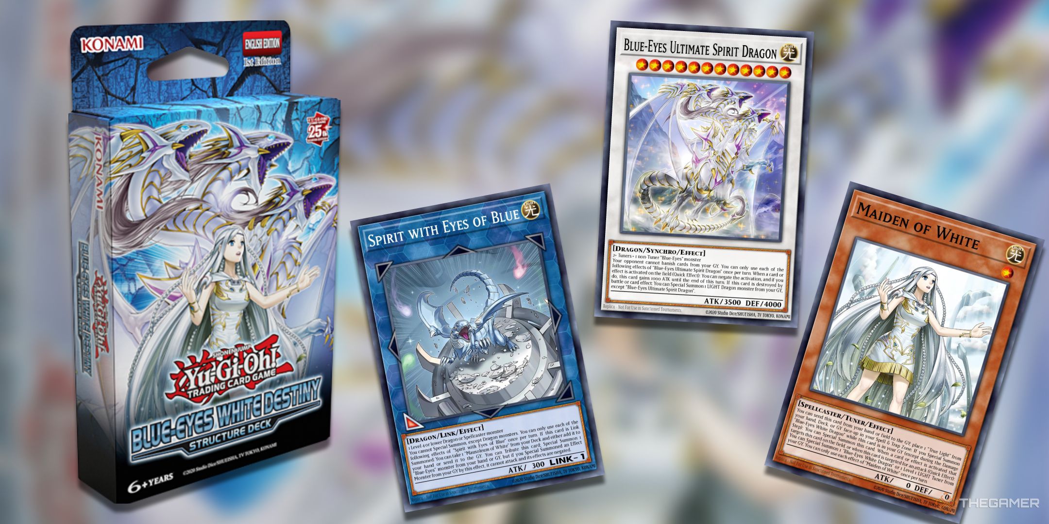 A collage of cards from Yu-Gi-Oh! TCG Blue Eyes White Destiny Structure Deck.