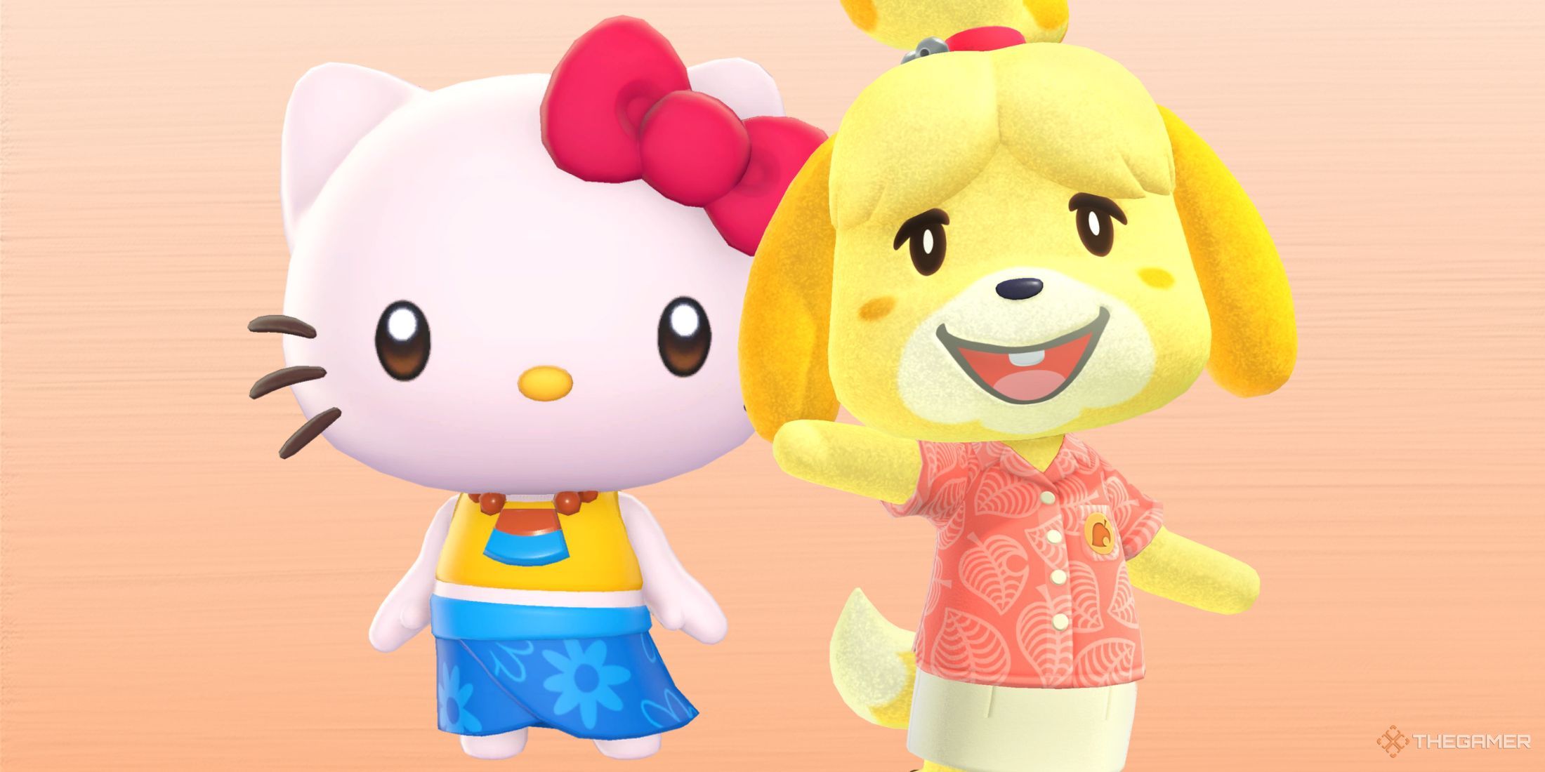 A photo of characters from Hello Kitty Island Adventure and ACNH. 