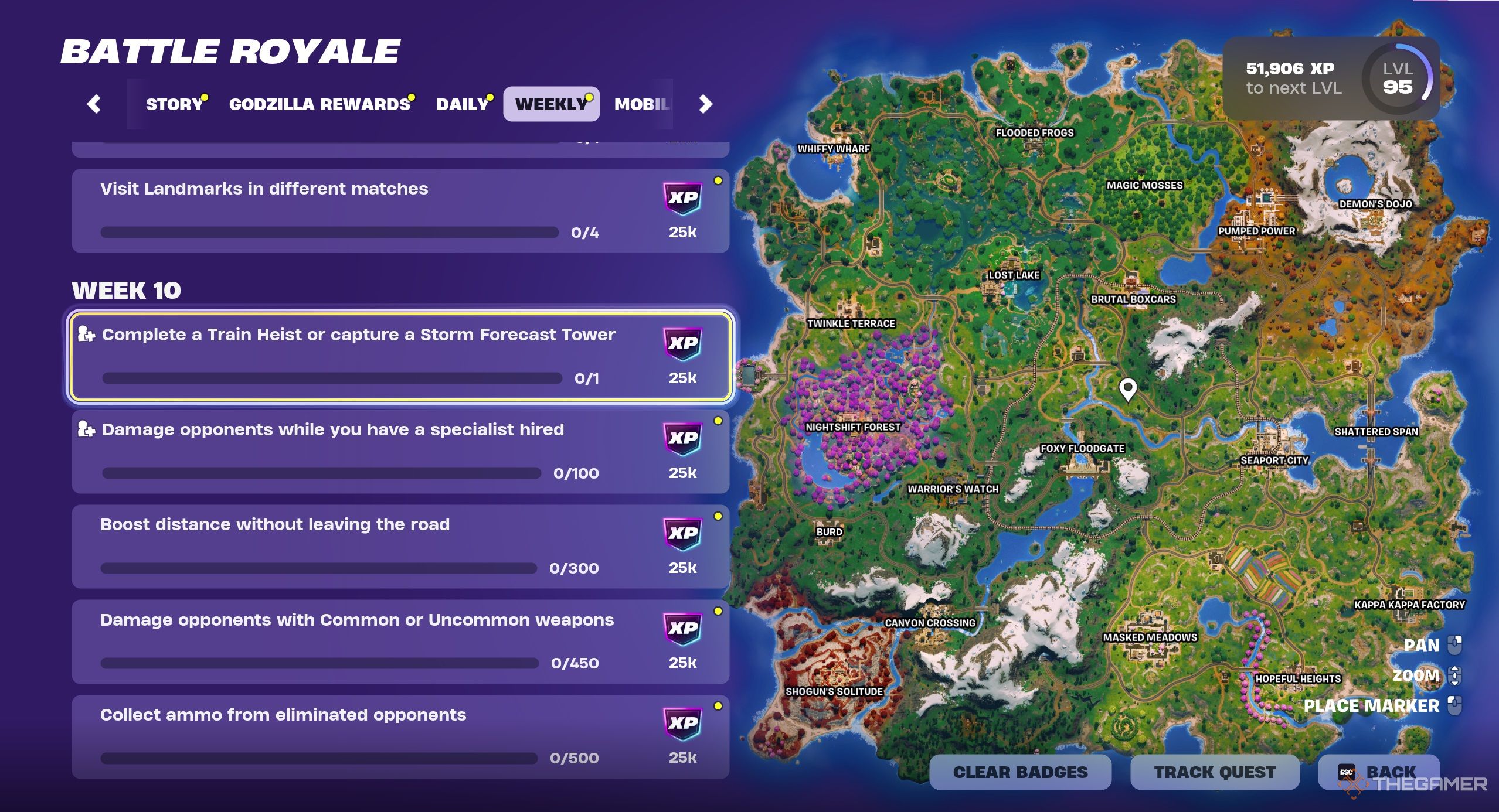 A photo of the week 10 quests in Fortnite.