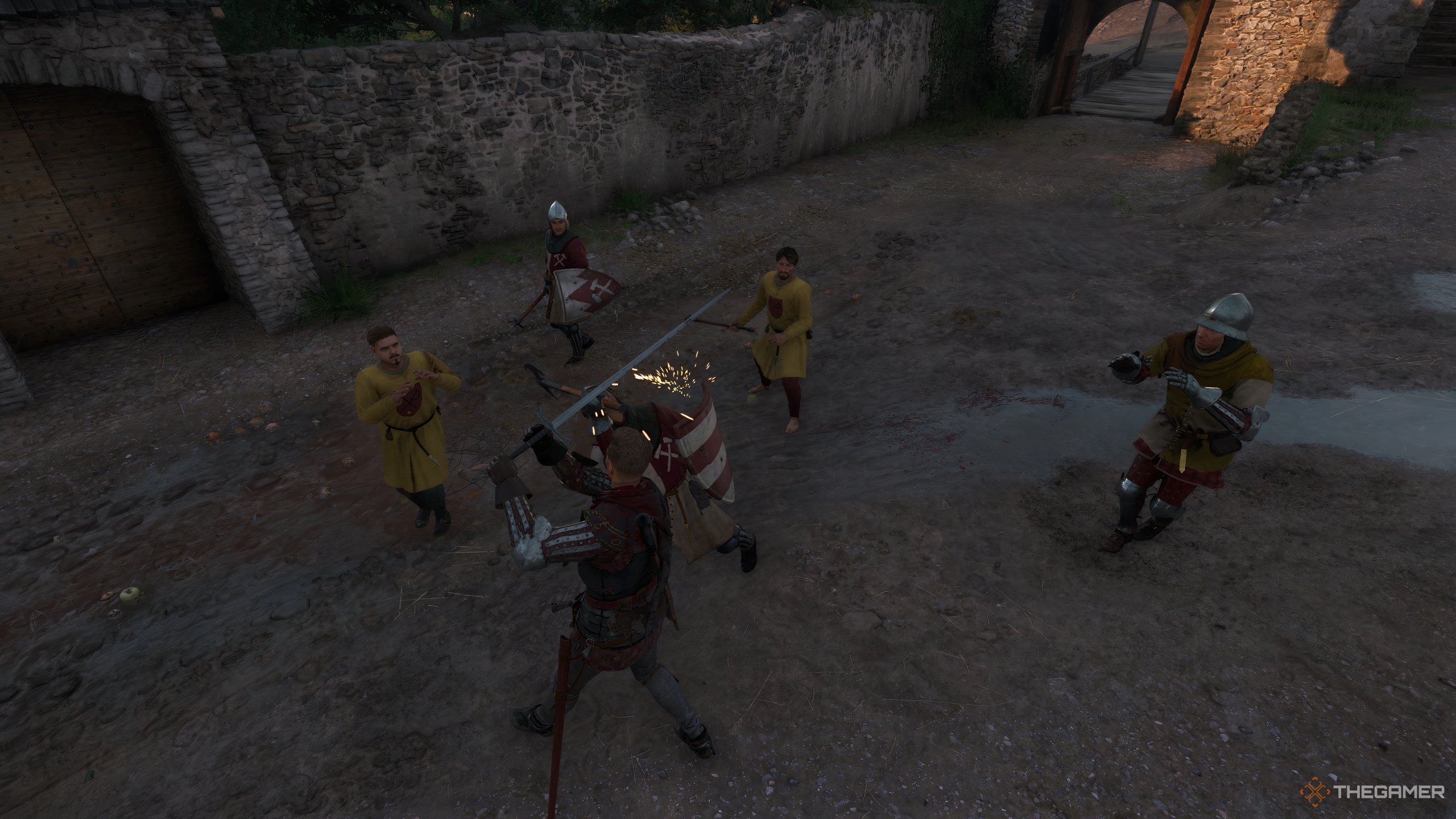 A player facing a group of guards in kingdom come deliverance 2.