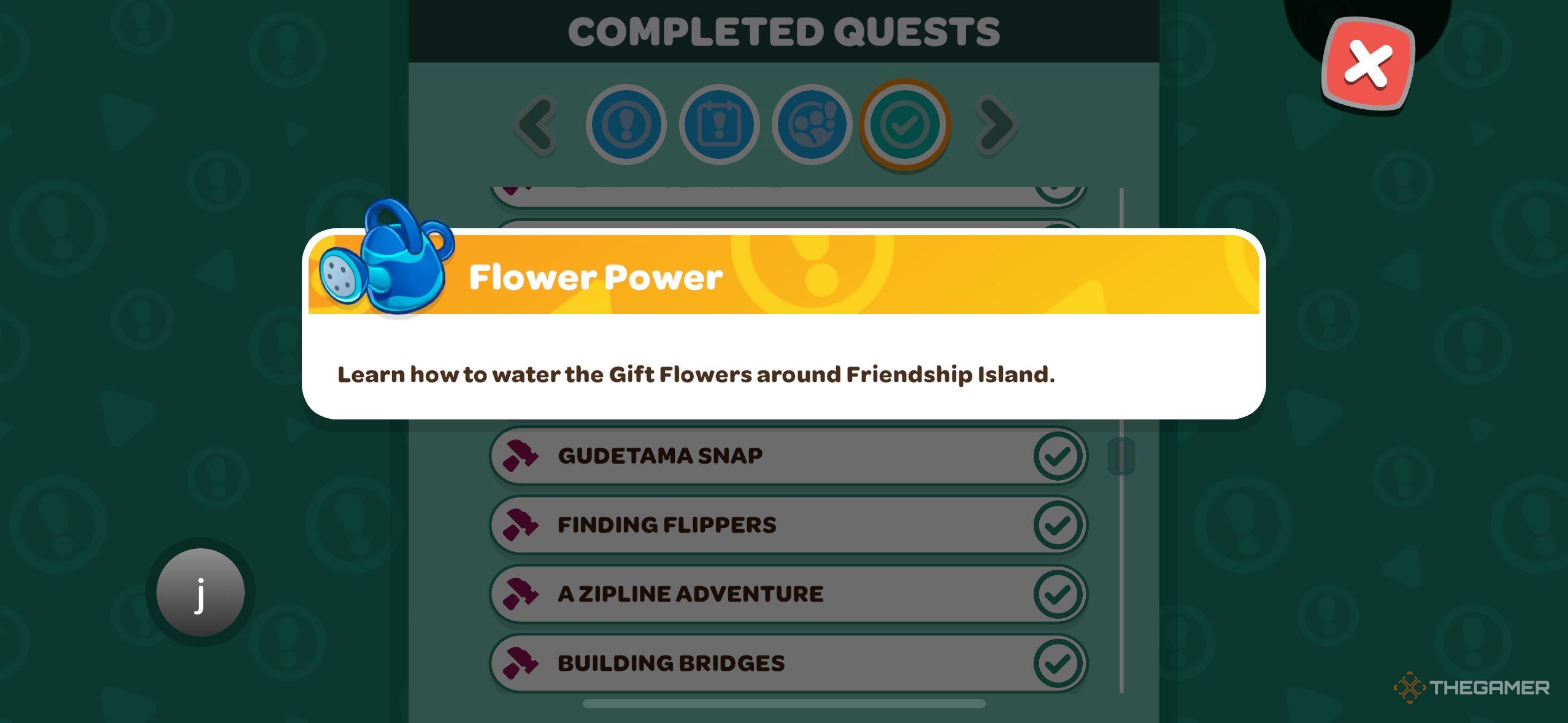 A player looking at the Flower Power quest in Hello Kitty Island Adventure.