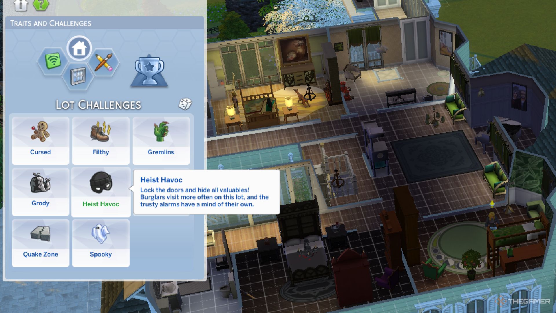 A player looking at the heist havoc trait in The Sims 4.