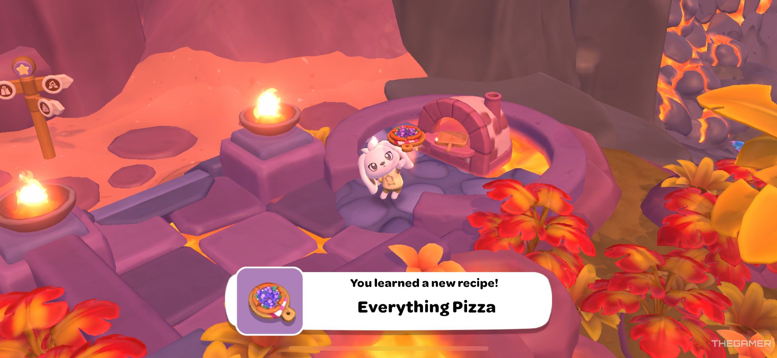 A player making everything pizza in Hello Kitty Island Adventure.