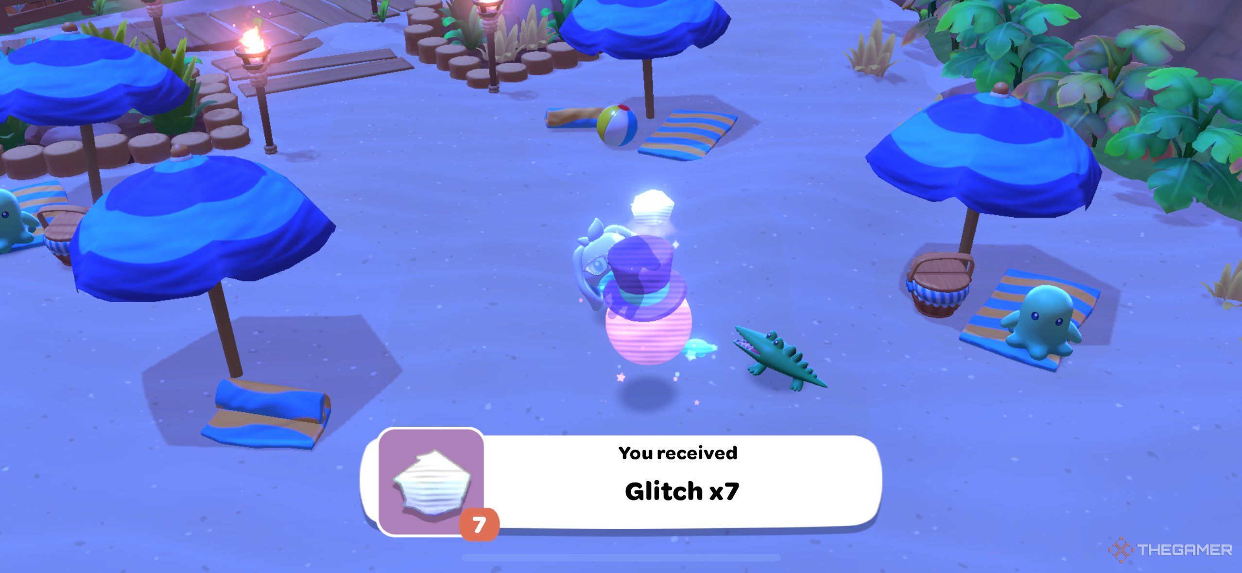 A player receiving a glitch in Hello Kitty Island Adventure.