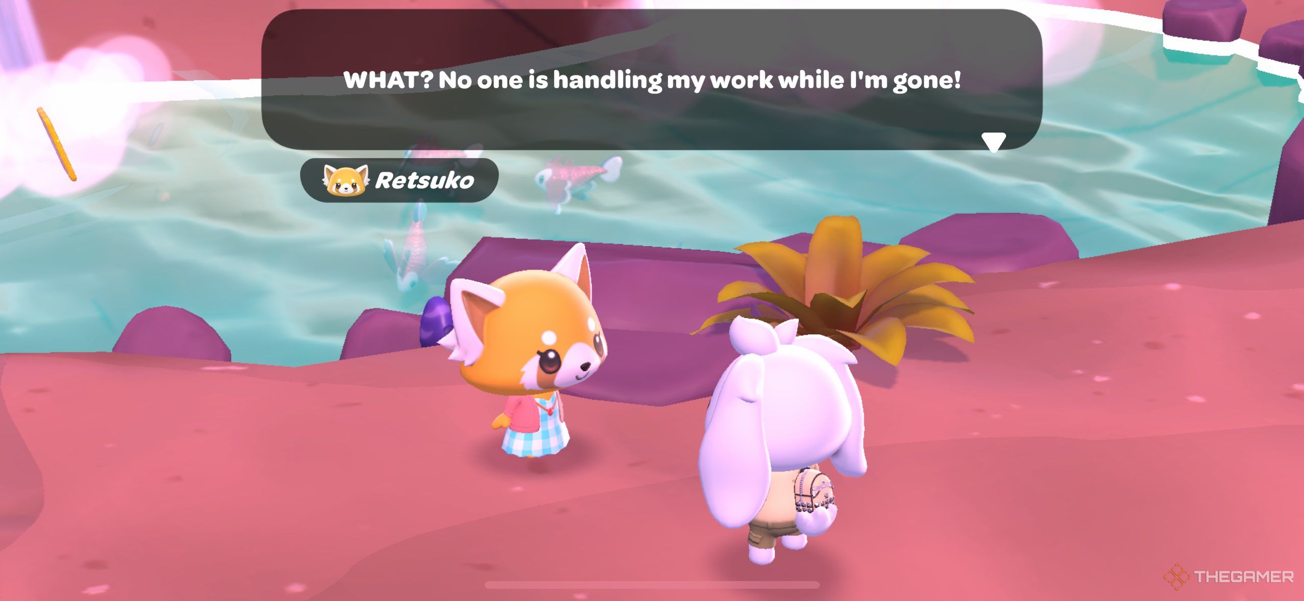 A player talking to Retsuko in Hello Kitty Island Adventure.