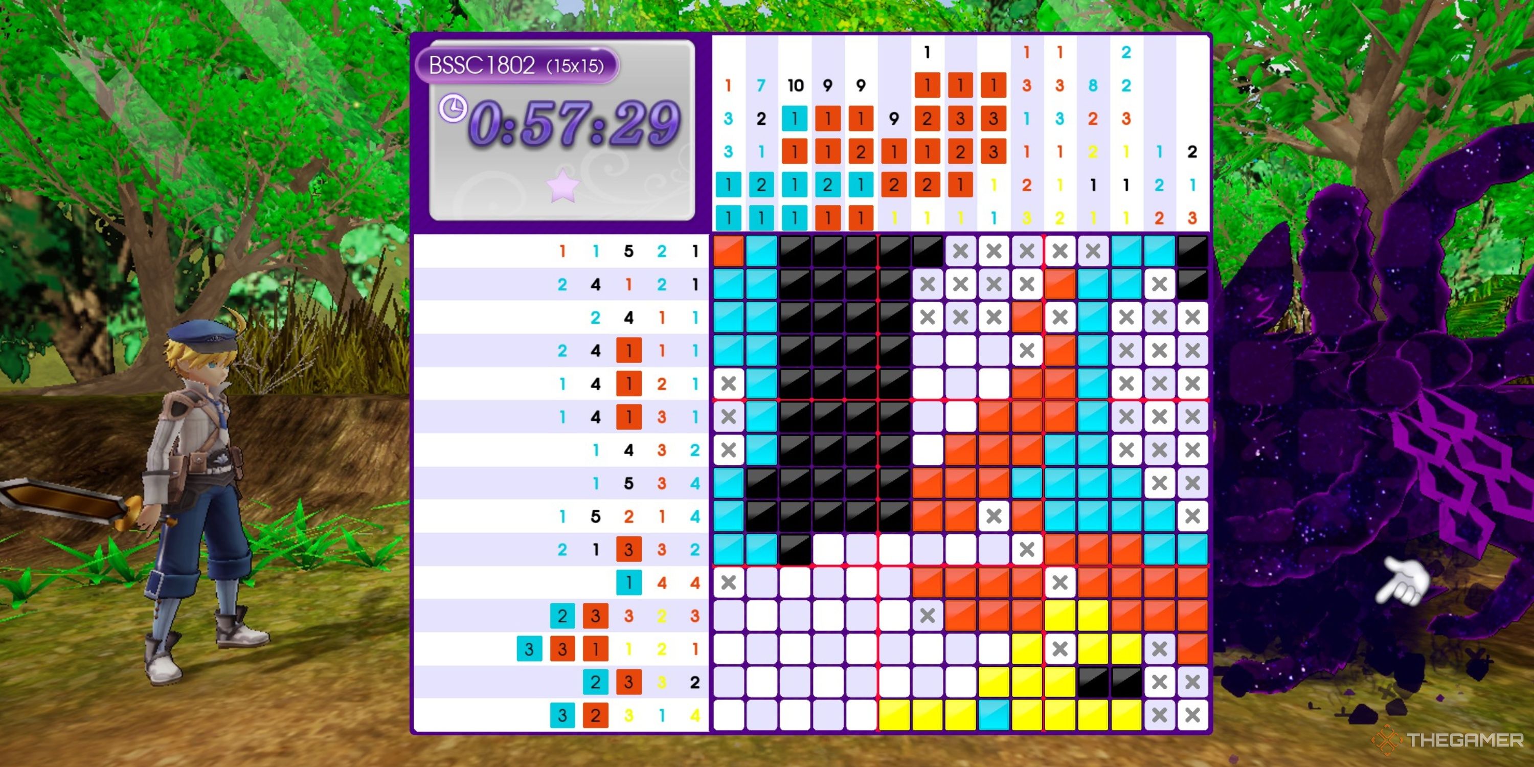 A puzzle in challenge mode in Piczle Cross Rune Factory.