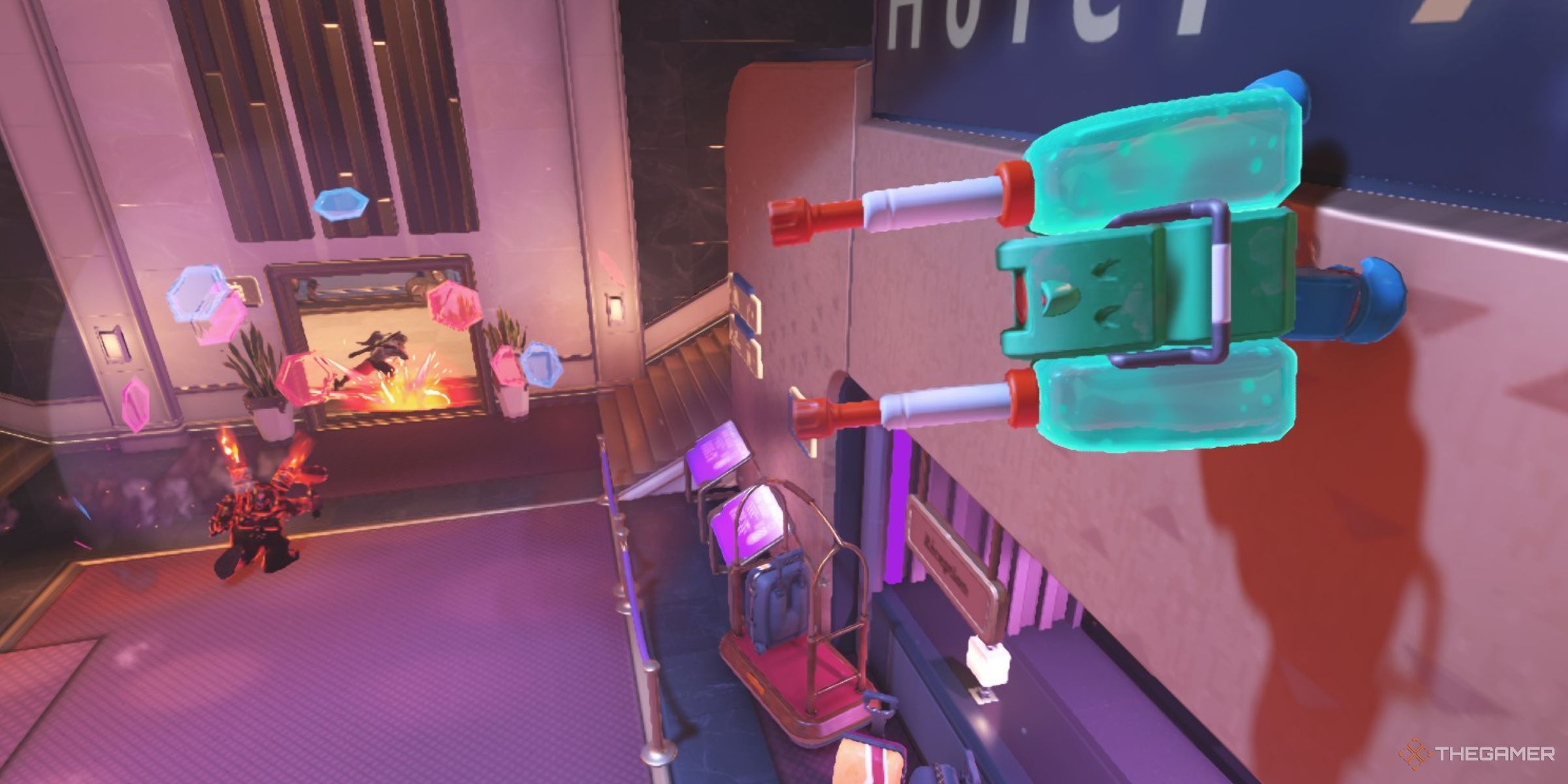 A Torbjorn Turret Seen Stuck On A Wall Using The Anchor Bolts Perk In Overwatch 2.