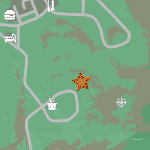 An orange star shows the location of the eleventh oil well site in Ranch Simulator