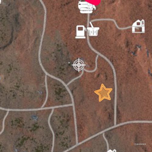 An orange star shows the location of the Southwestern Map&rsquo;s fifth oil well site in Ranch Simulator