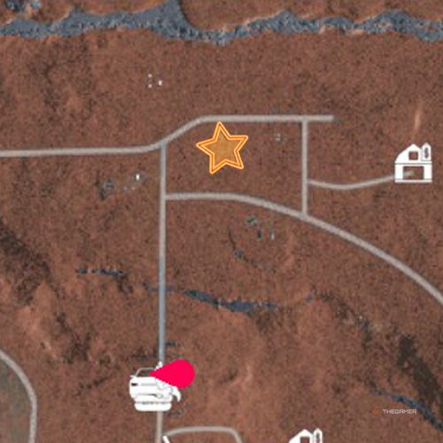 An orange star shows the location of the Southwestern Map&rsquo;s second oil well site in Ranch Simulator
