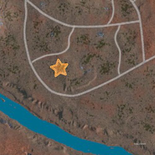An orange star shows the location of the Southwestern Map&rsquo;s sixth oil well site in Ranch Simulator