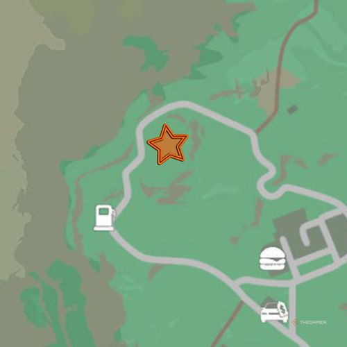 An orange star shows the location of the third oil well site in Rancher Simulator