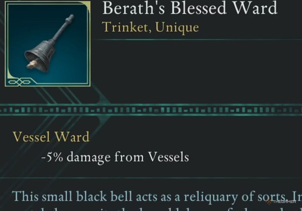 Avowed Berath's Blessed Ward unique item description.