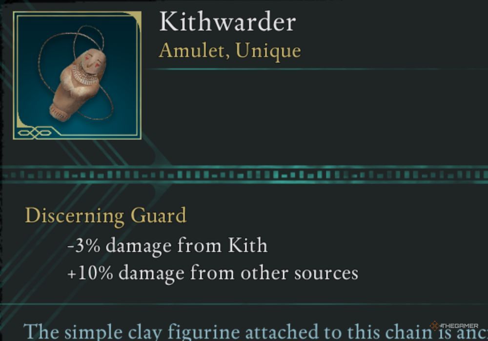 Avowed Kithwarder unique item description.