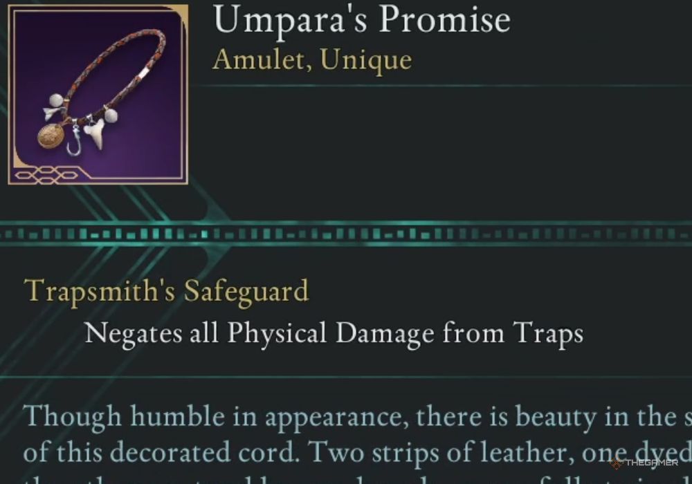 Avowed Umpara's Promise unique item description.