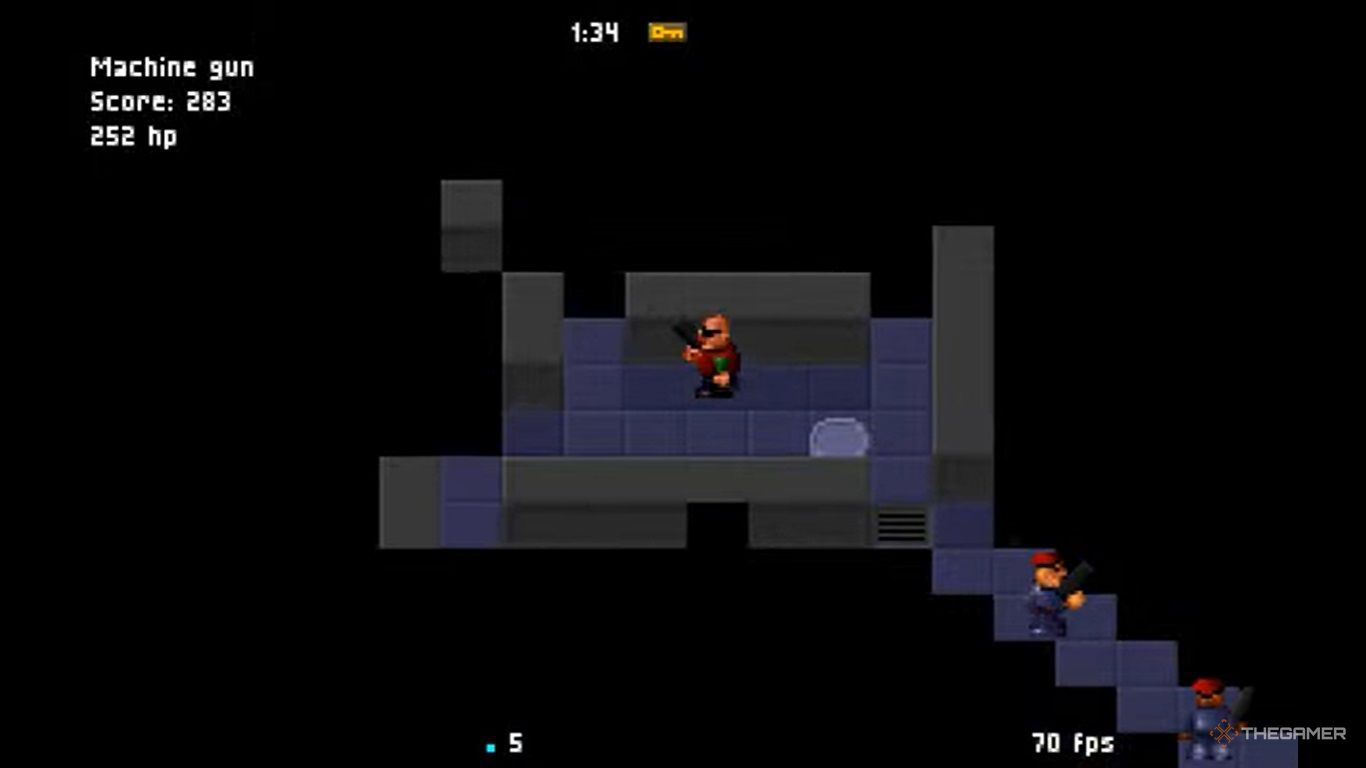 Sea Dogs' game playplay is showing two letters with machine guns from the point of view.