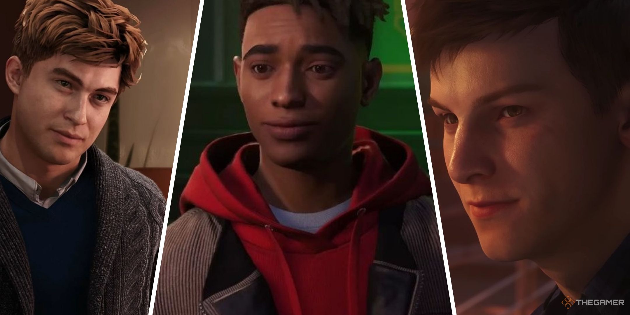 Harry Osborne, Miles Morales, and Peter Parker in Marvel's Spider-man 2.