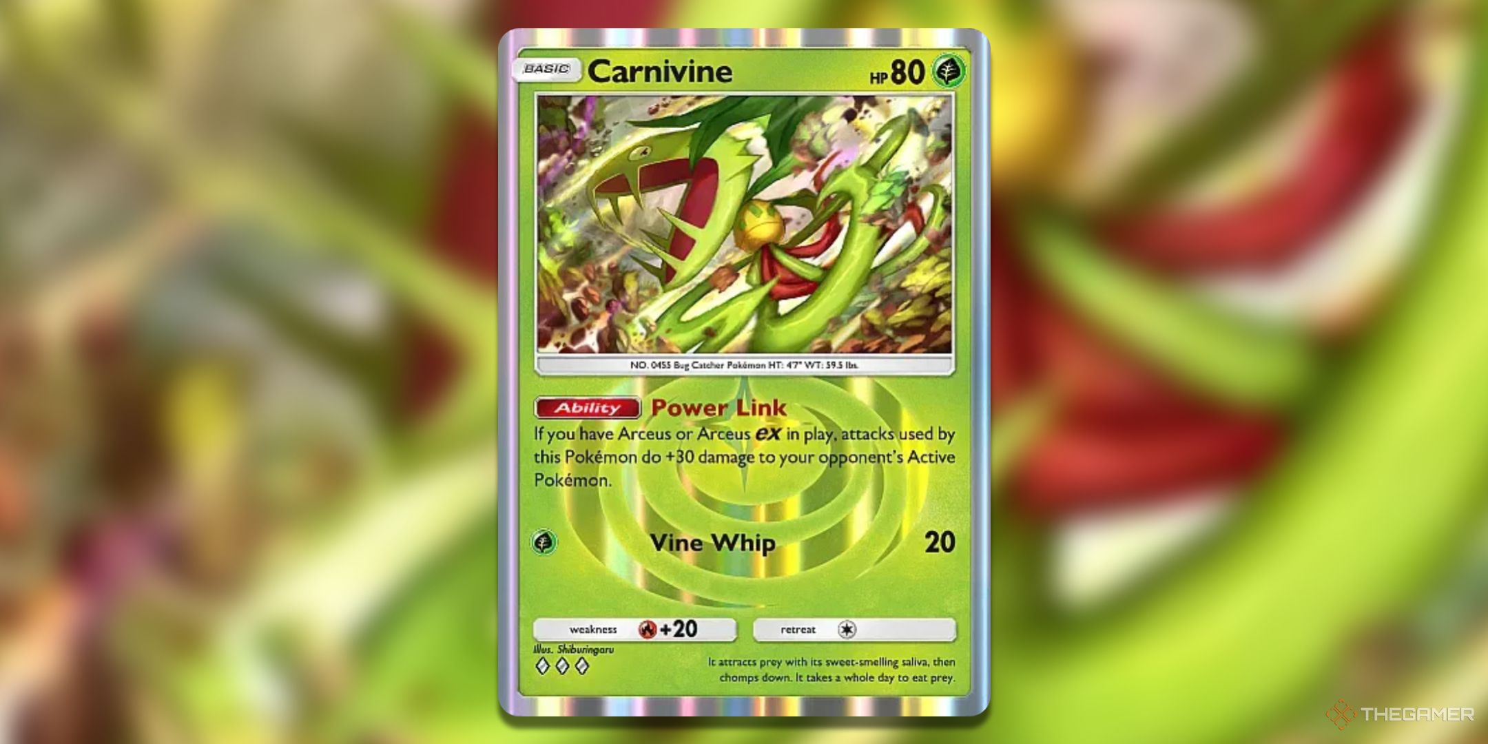 Carnivine Pokemon TCG Pocket Triumphant Light Card Art.