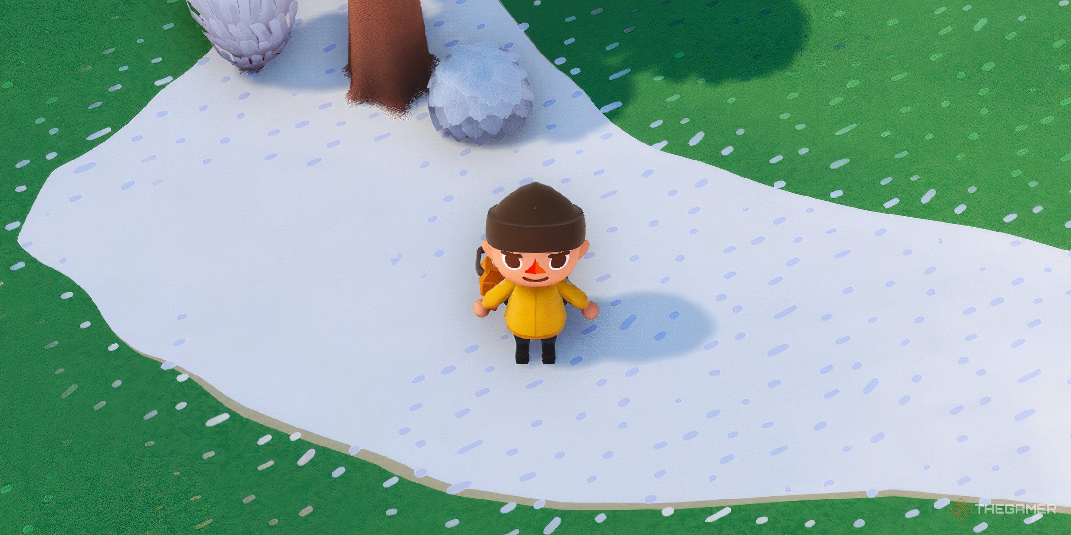 Character standing in the snow in Longvinter.