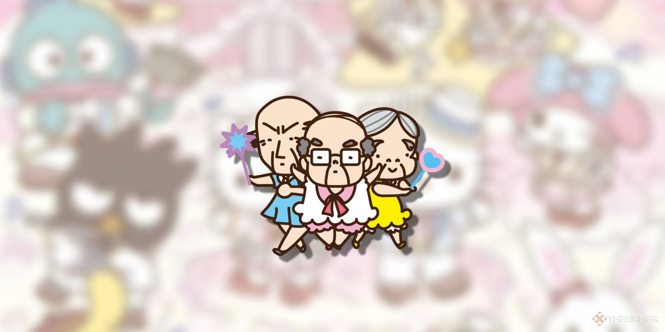Chuenheroine Ojisan در پس زمینه مبهم Sanrio.