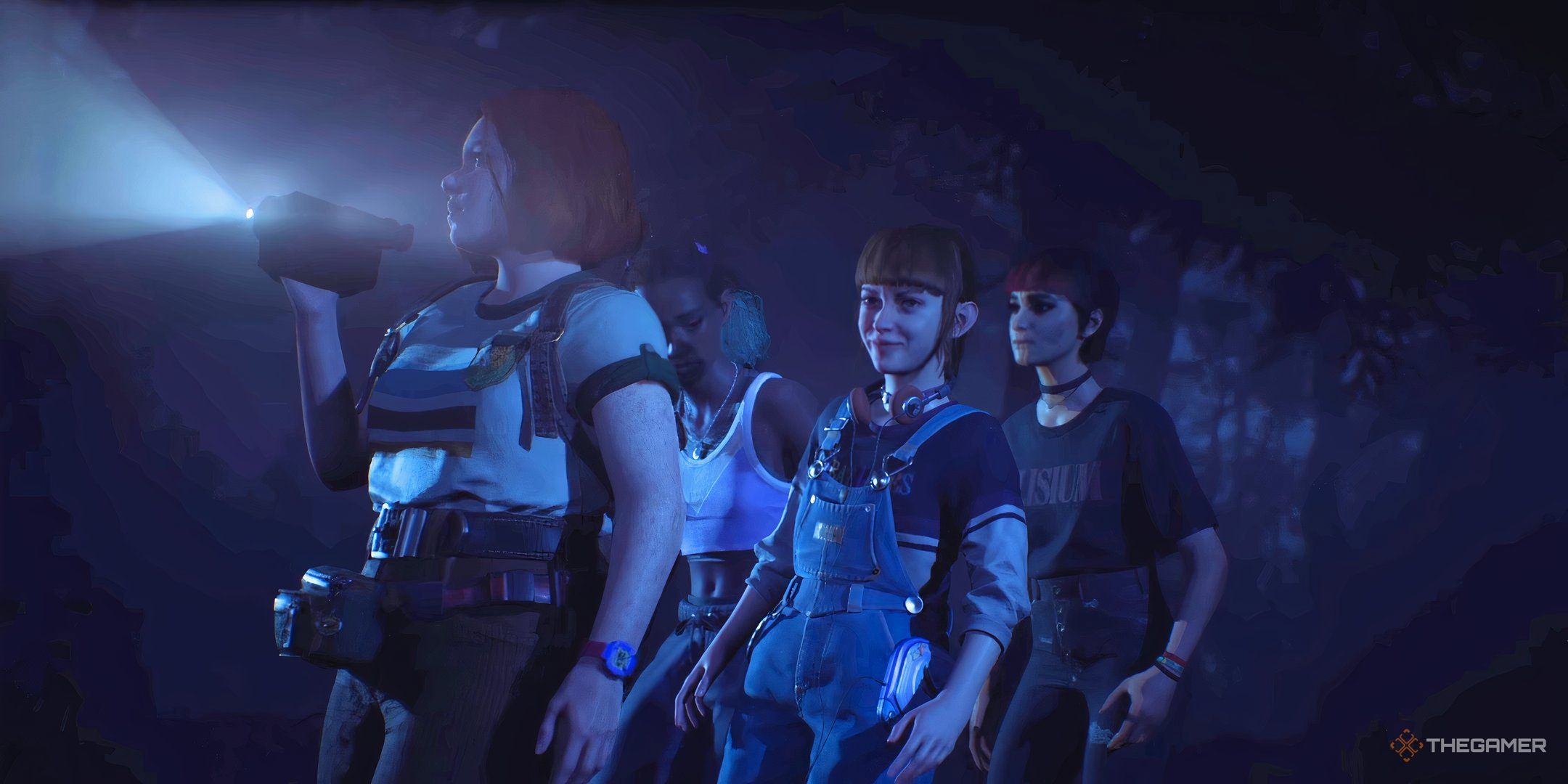 Swann, Autumn, Nora, and Kat lost in the woods in Lost Records: Bloom &amp; Rage.