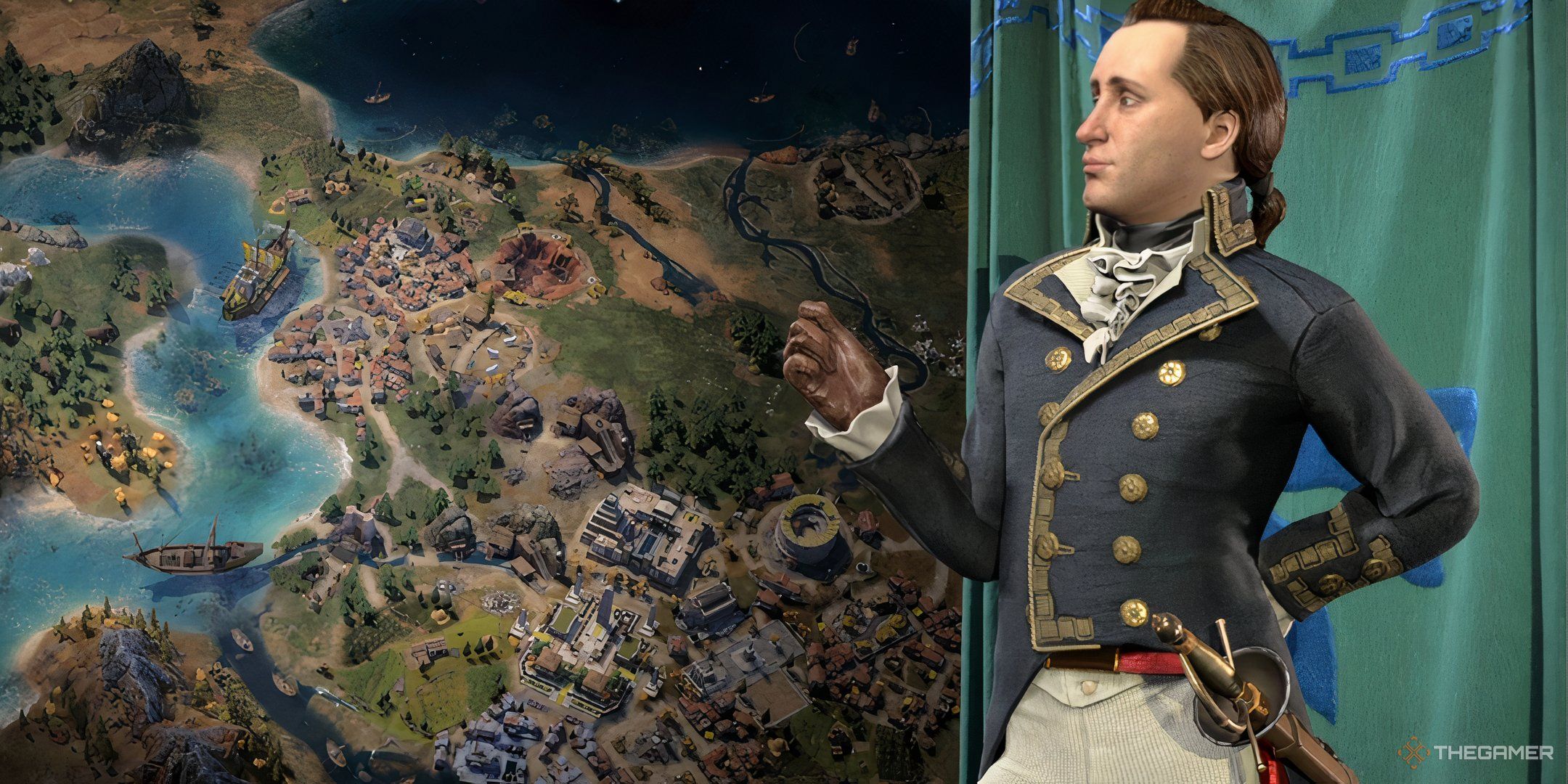 Napoleon overlooking his empire in Civilization 7. 