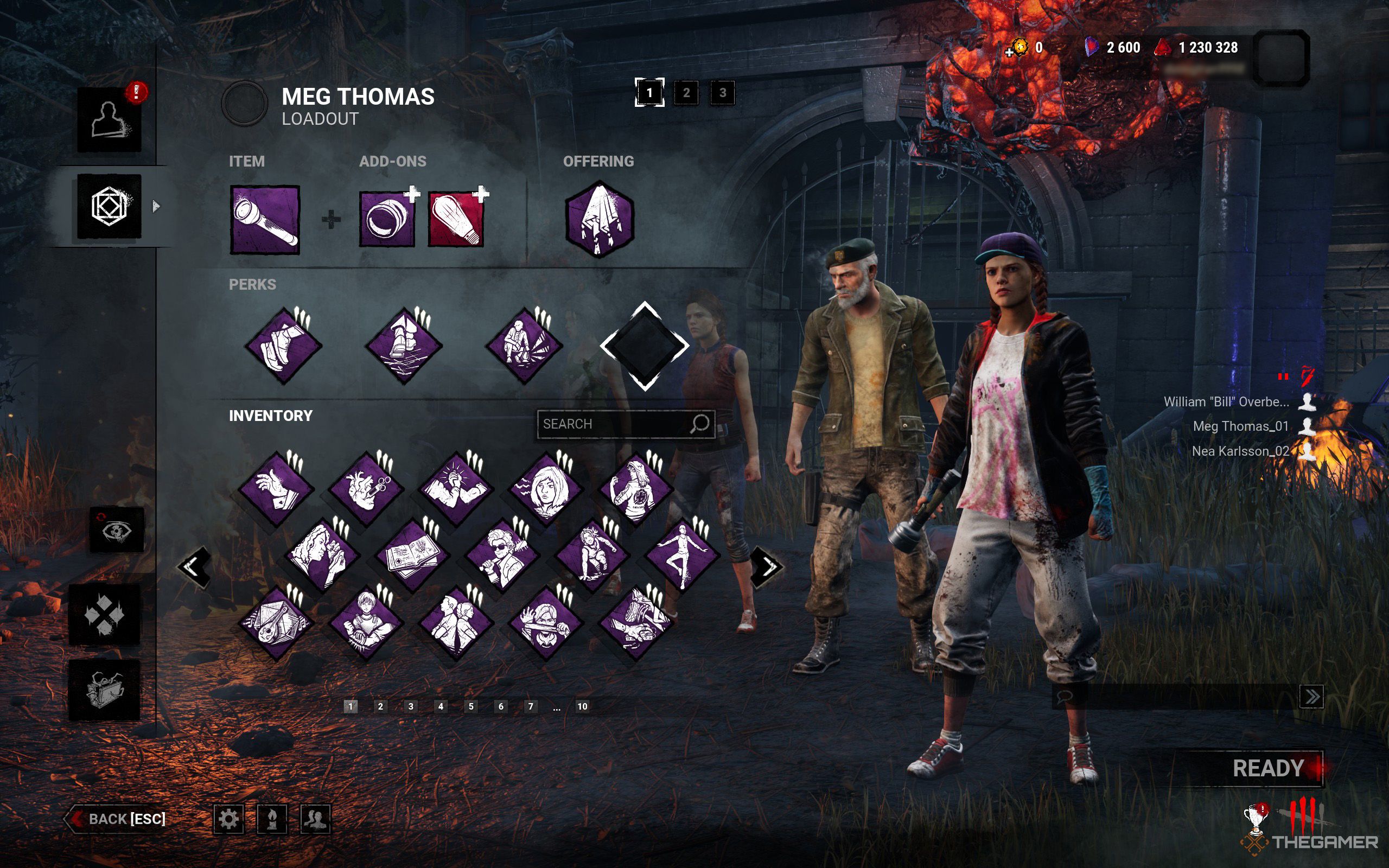 Dead By Daylight loadout menu for Meg Thomas.