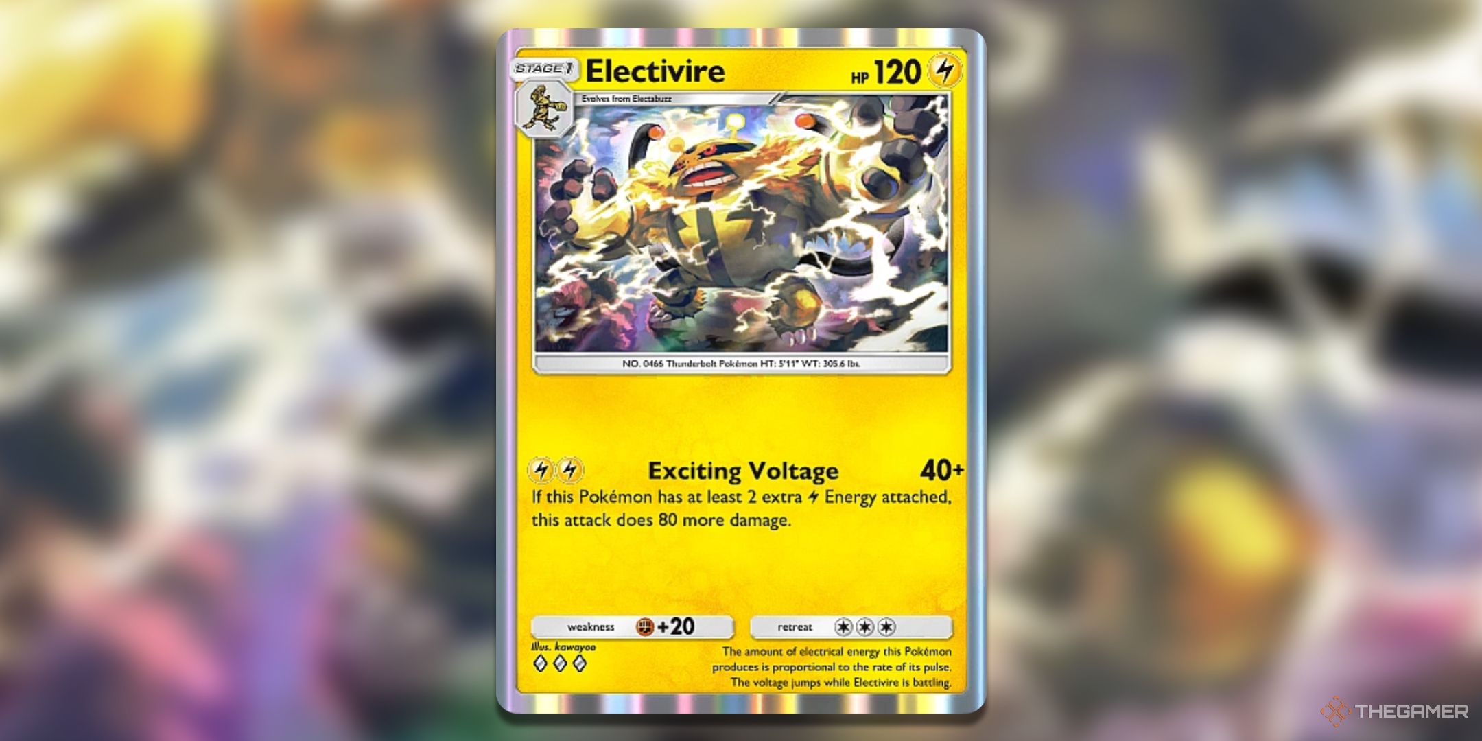 Electivire Pokemon TCG Pocket Space Time Smackdown Card Art is shown.