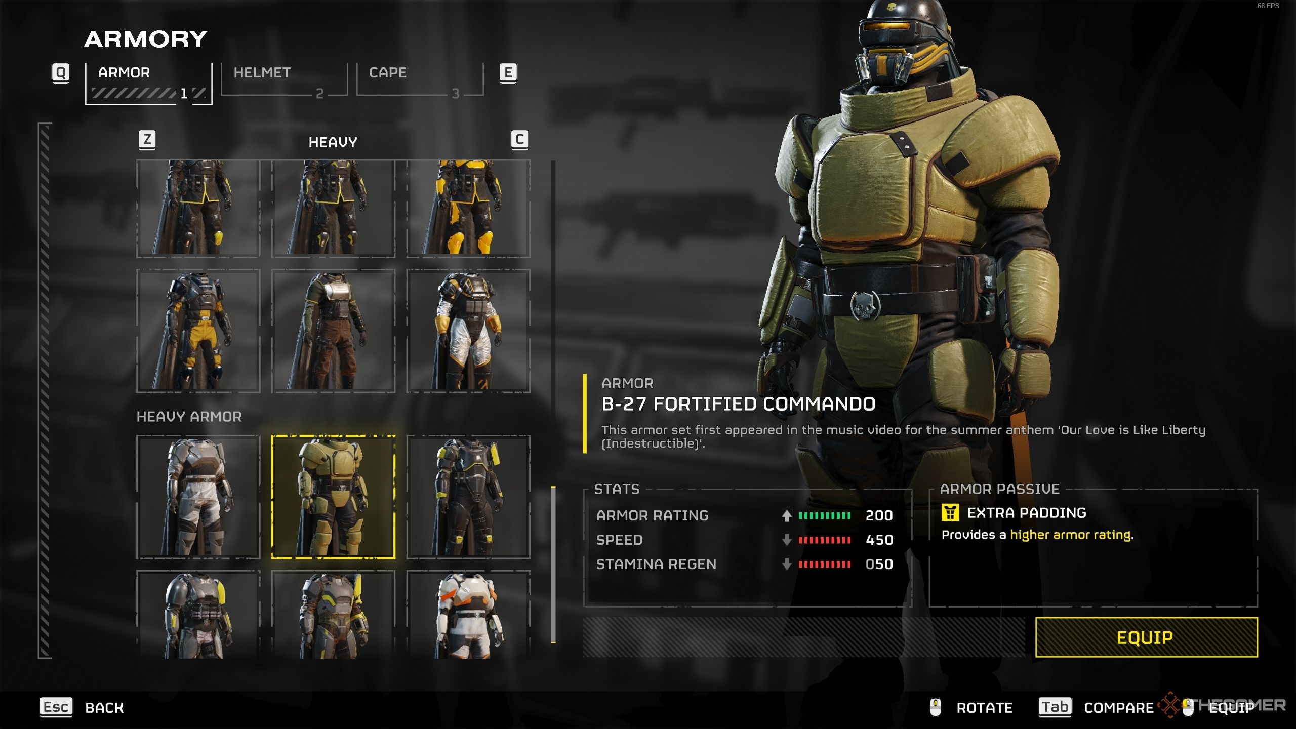 صفحه Loadout در Helldivers 2 نشان می دهد که منفعل اضافی را نشان می دهد.