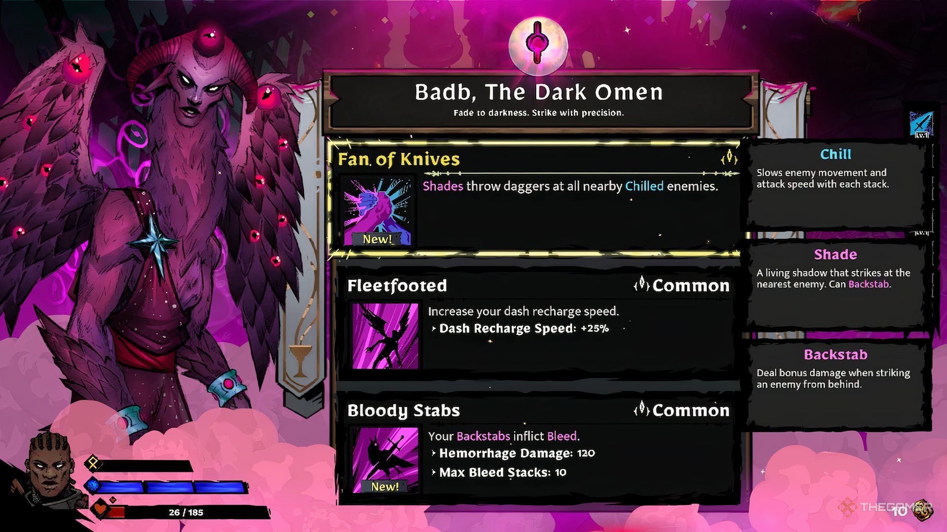 Fan of Knives blessing selection screen in Sworn.
