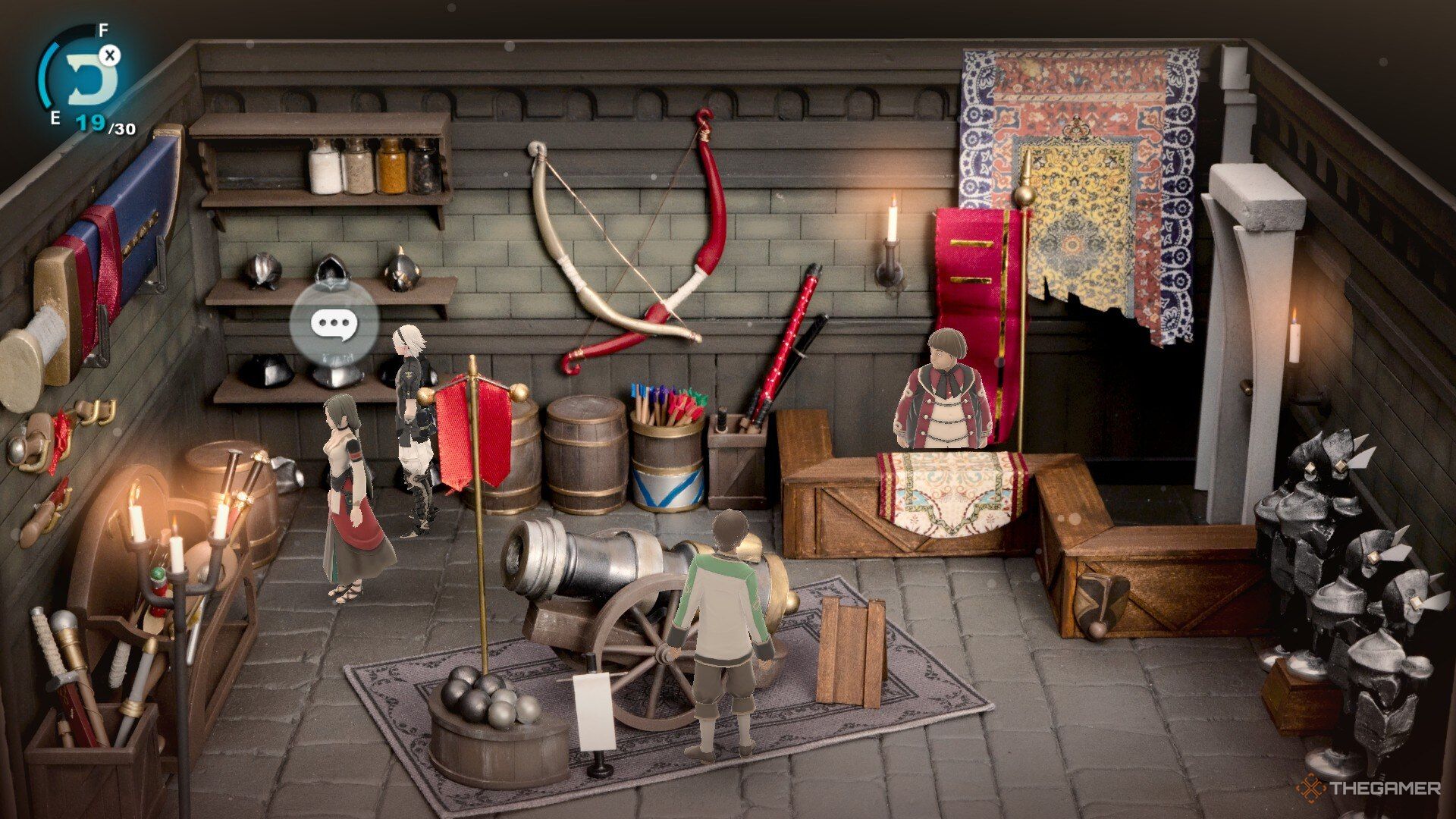 A weapon shop with Buster's sword on a wall in fantasian neo dimension.