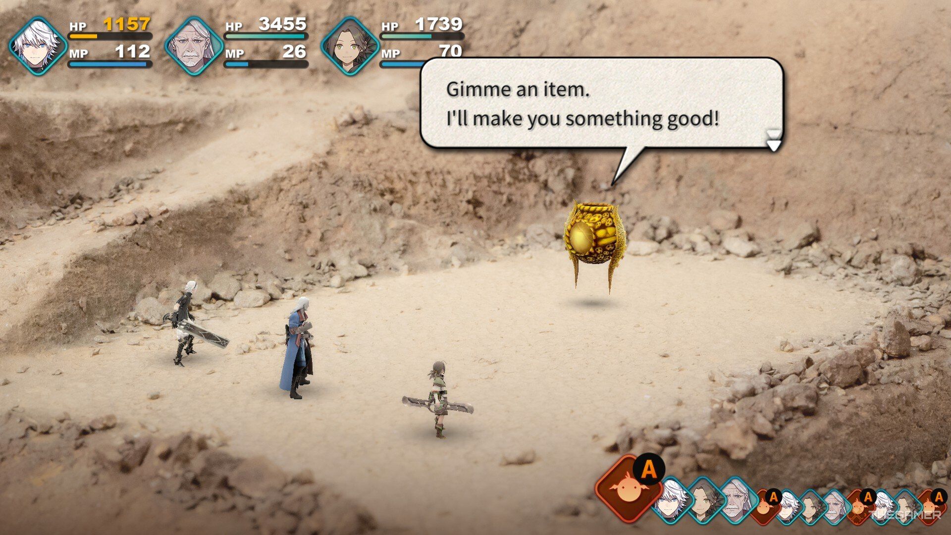 The enemy Funi asks for an object in Fantasian Neo dimension.
