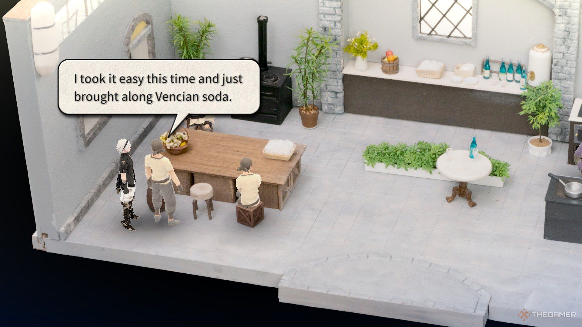 A house with bottles of wine in Fantasian Neo dimension.