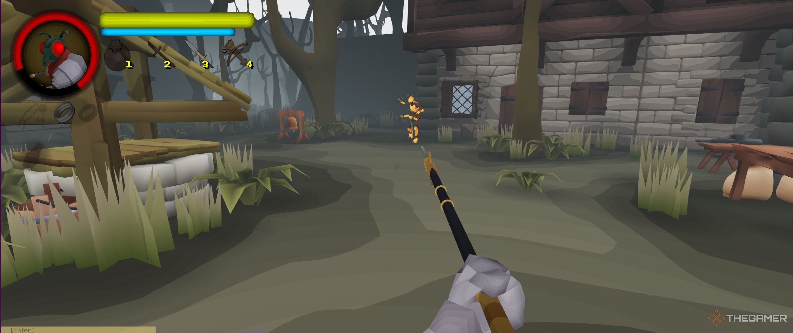 flyknight a rival bug approaches as you hold a spear