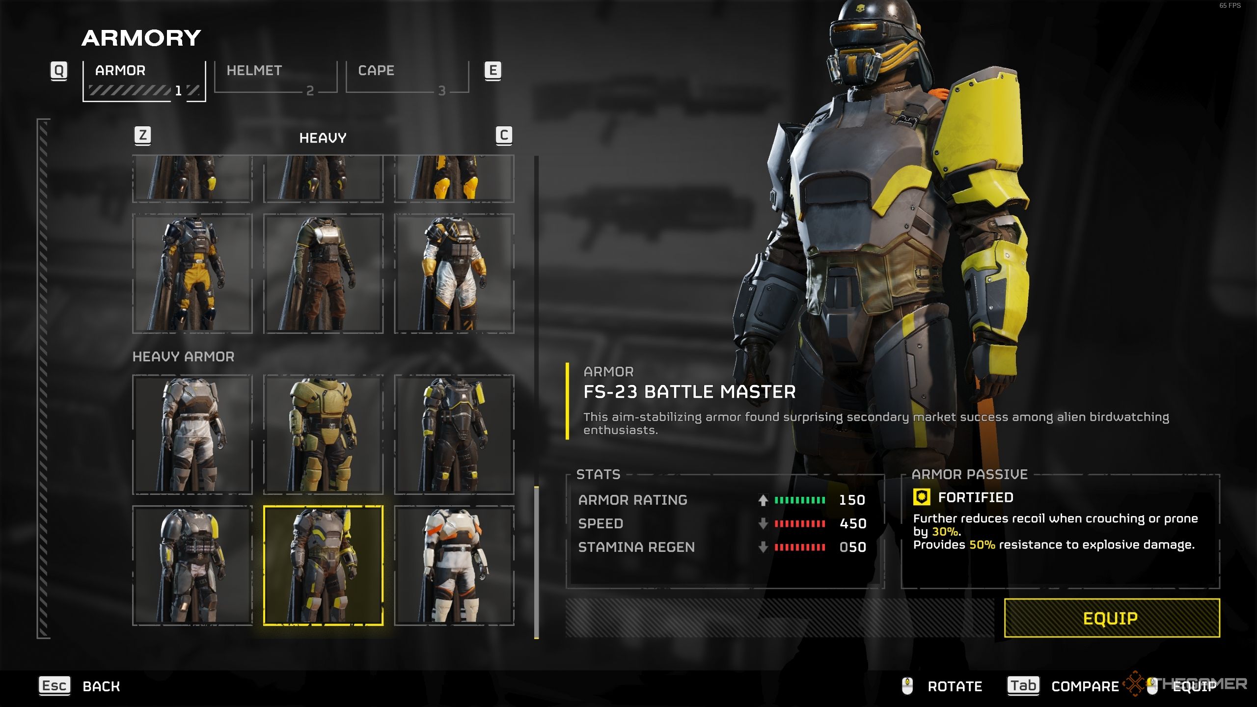 صفحه نمایش Loadout در Helldivers 2 که منفعل غنی شده را نشان می دهد.