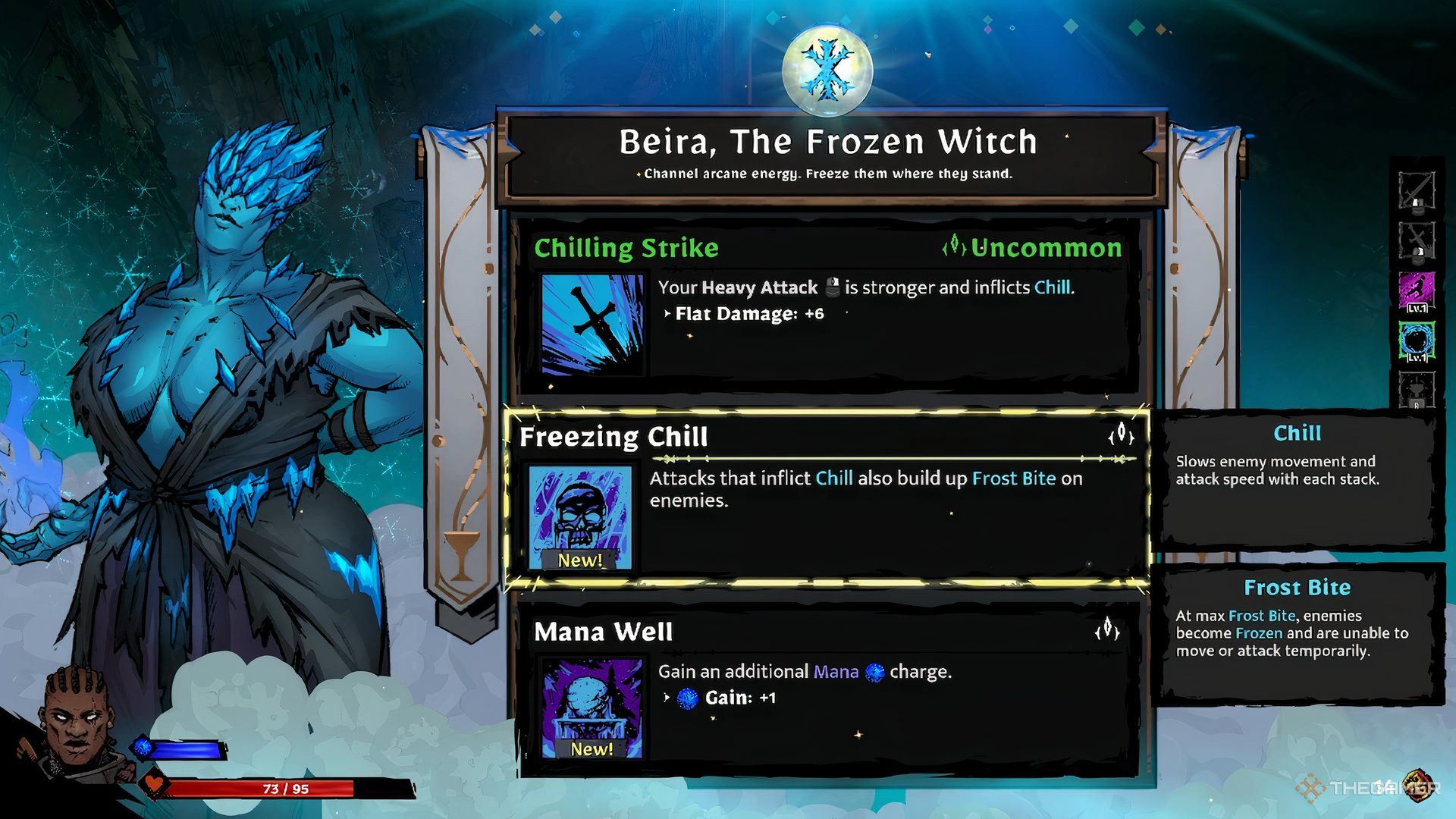 Freezing Chill blessing selection screen in Sworn.