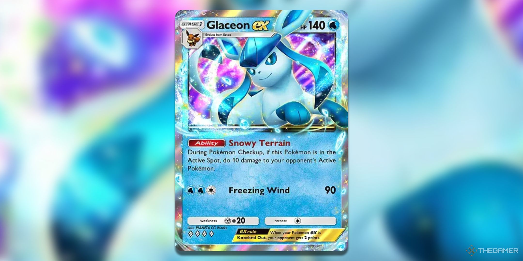 Glaceon ex Pokemon TCG Pocket Triumphant Light Card Art.