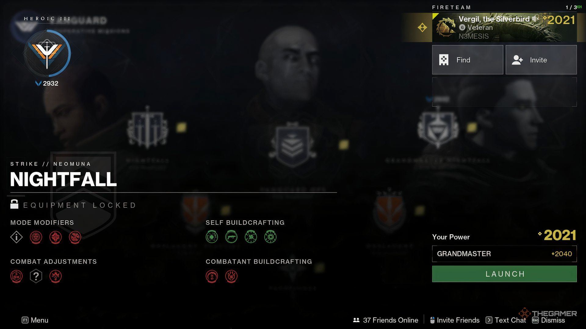 Grandmaster Nighfall modifier display screen in Destiny 2.