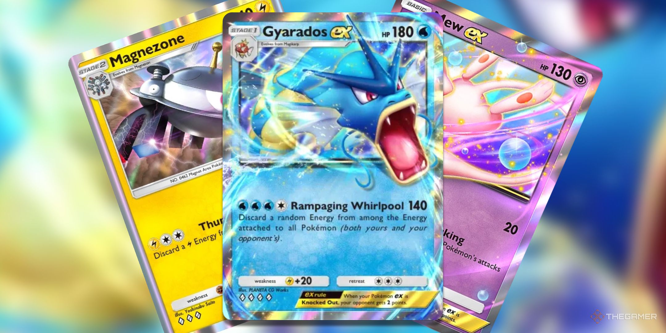 Gyarados ex, Magnezone, and Mew ex from Pokemon TCG Pocket