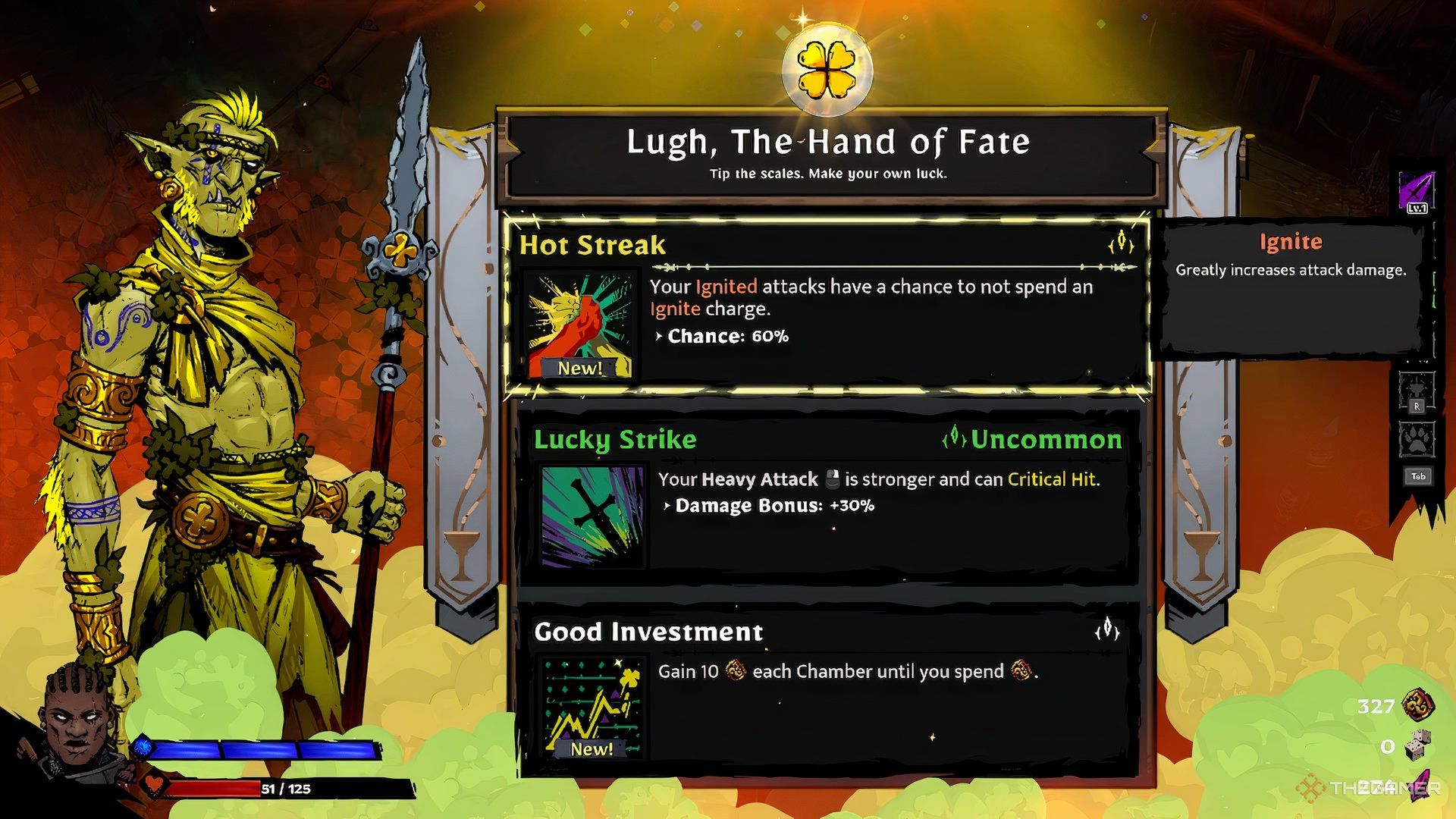 Hot Streak blessing selection screen in Sworn.