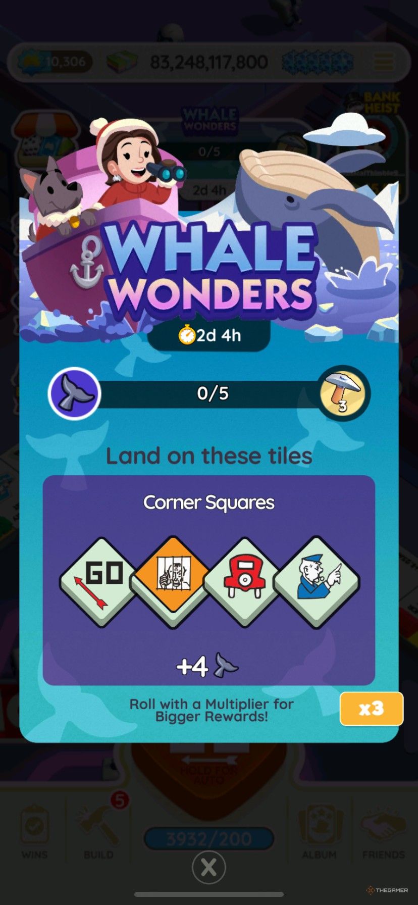 How to earn points for Whale Wonders rewards in Monopoly Go.