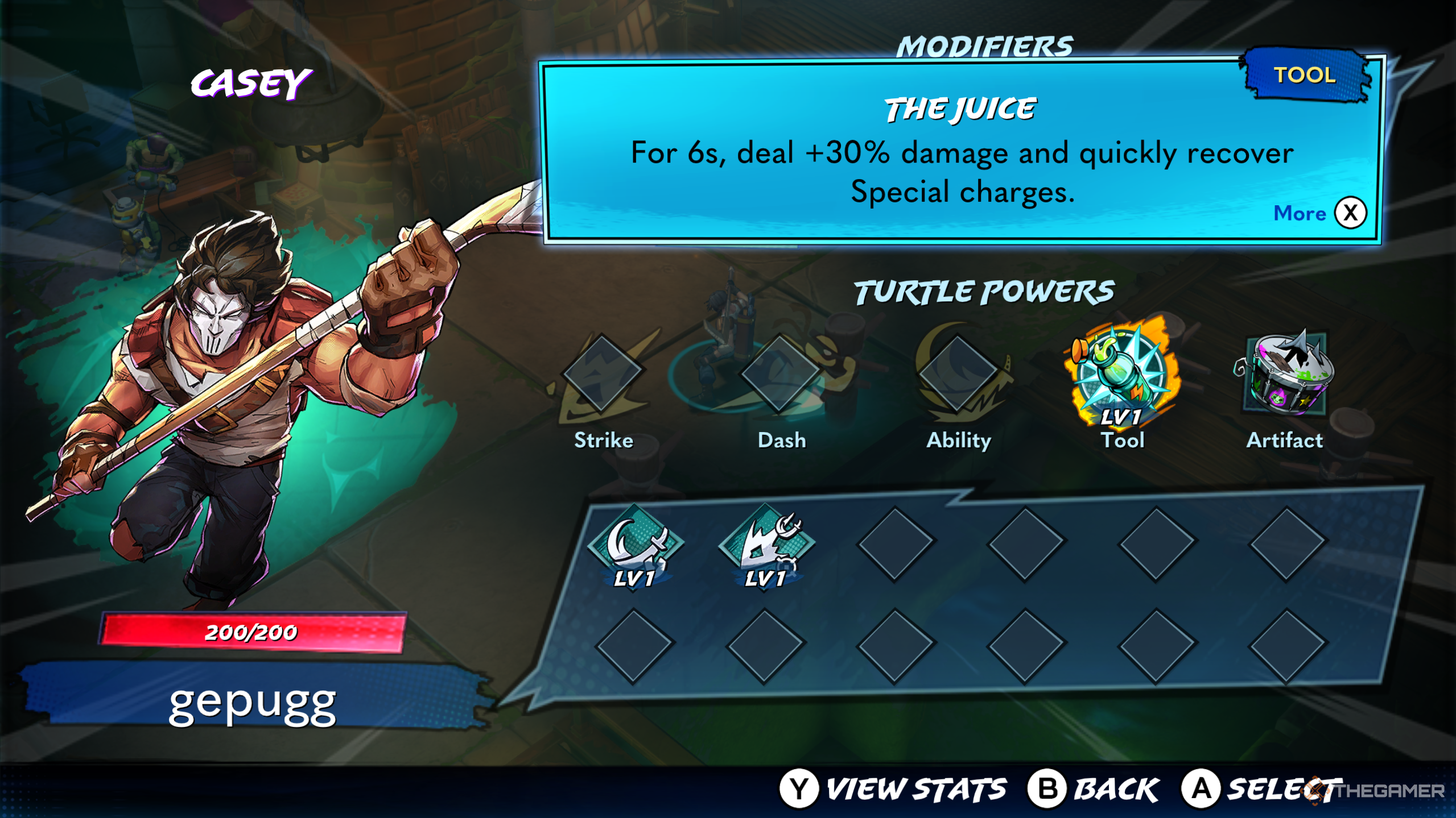 Casey Jones' "The Juice" tool in TMNT: Splintered Fate.