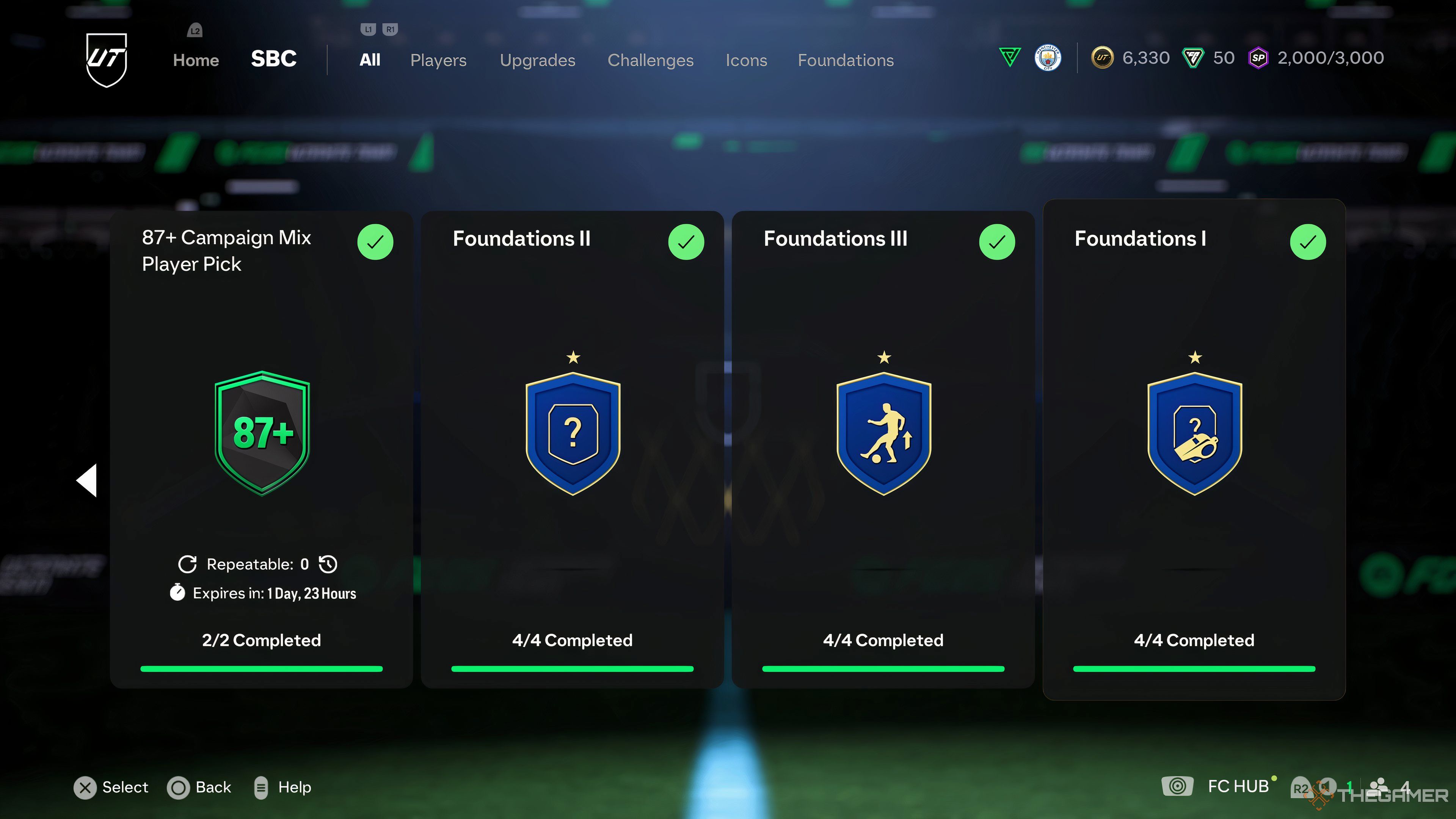 تصویری از کلیه SBC های تکمیل شده در EA Sports FC 25. 