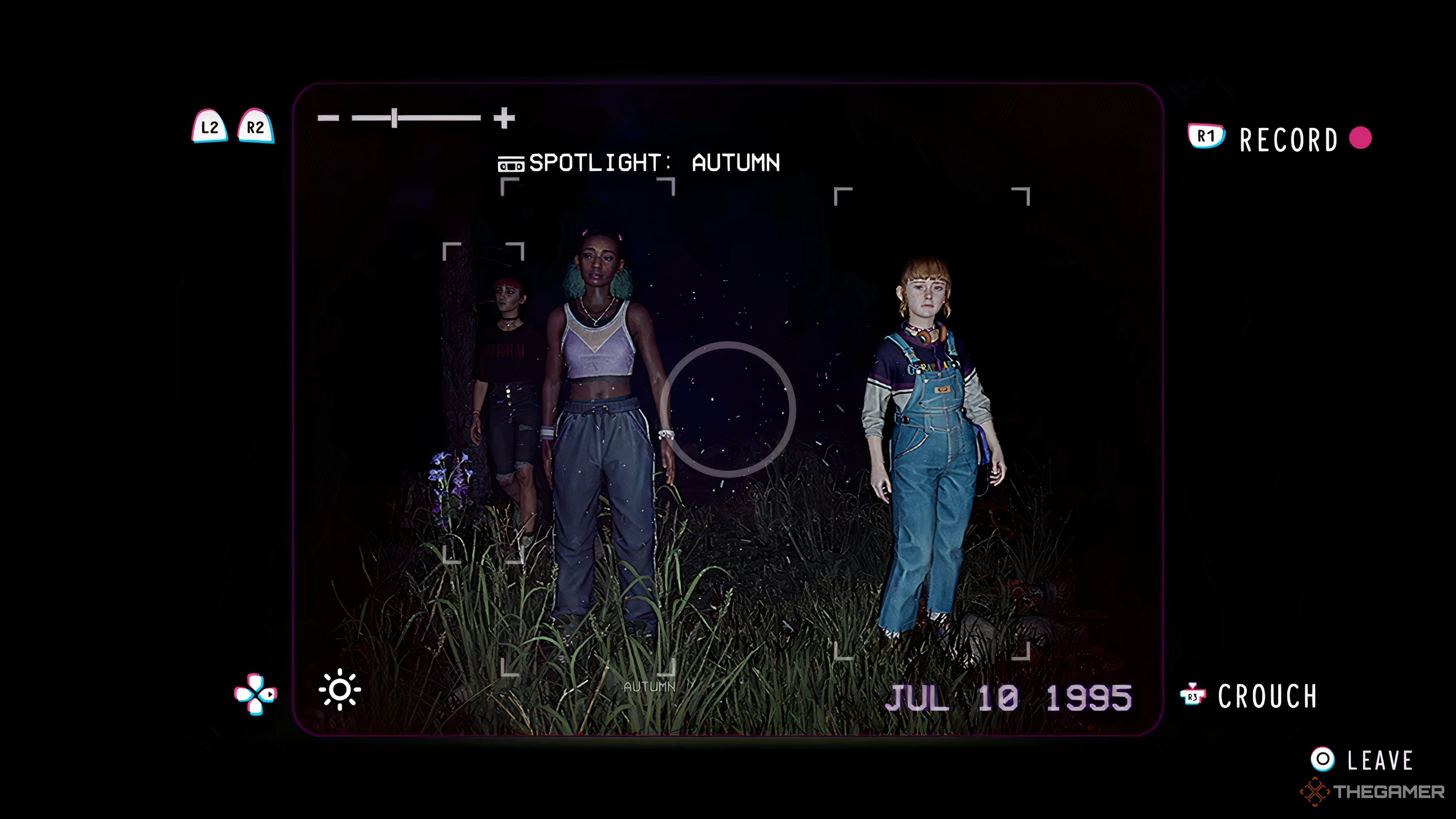 Swann shooting Nora, Kat, and Autumn in the dark in Lost Records: Bloom &amp; Rage.