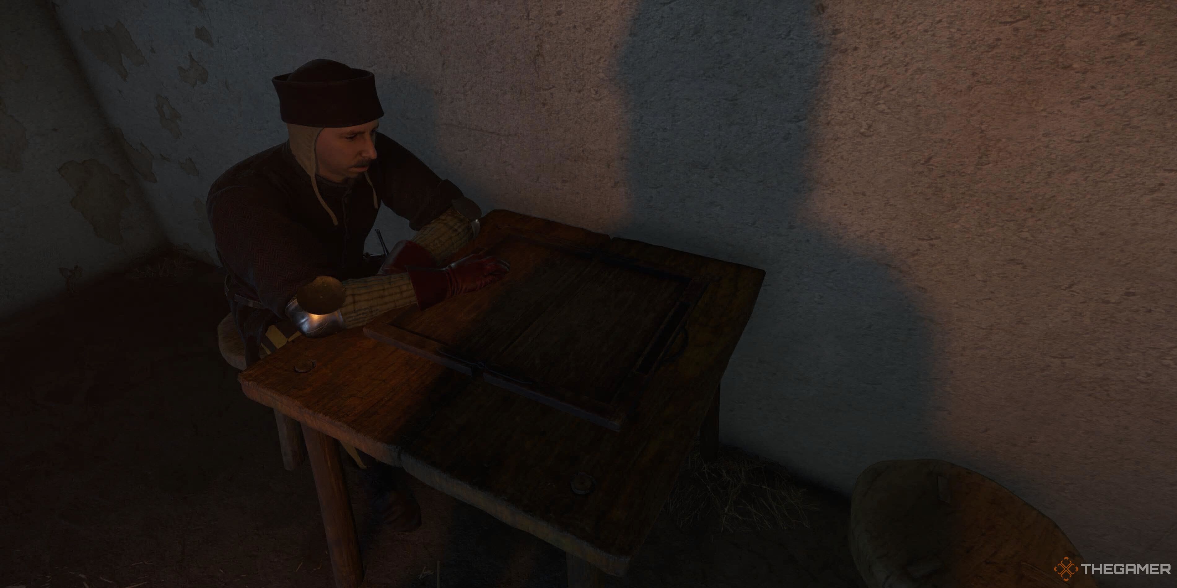 A man at a dice table in Kingdom Come: Deliverance 2.