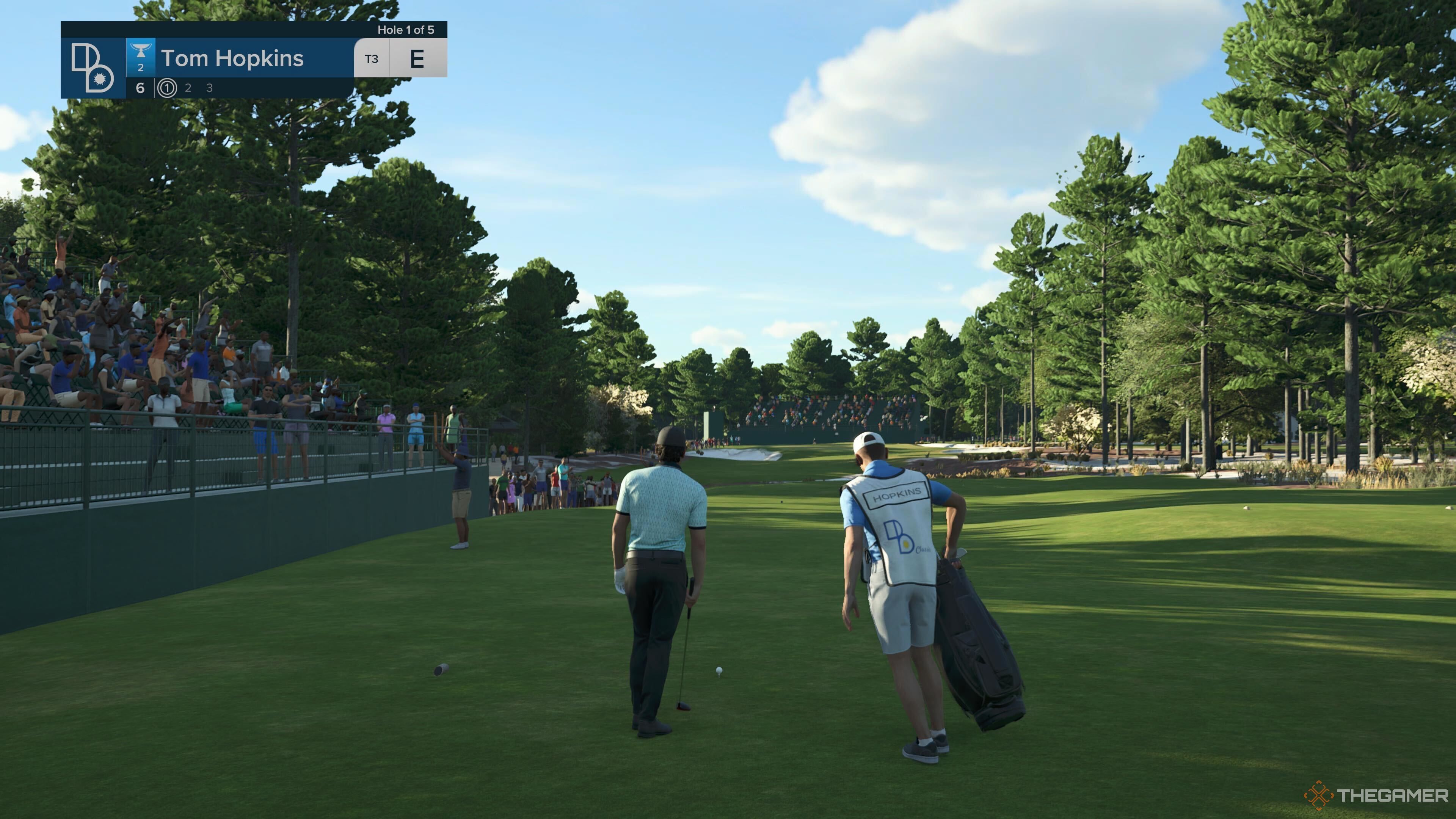 A golfer on the tee box in PGA Tour 2K25.