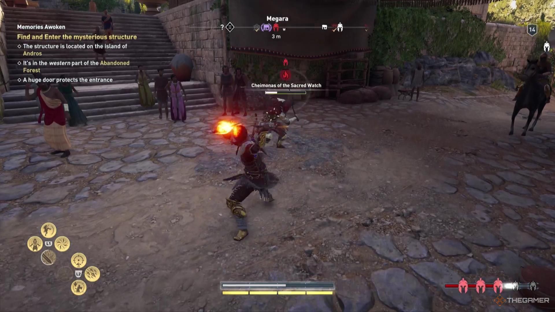 Kassandra charges a heavy attack in Assassin&rsquo;s Creed Odyssey.