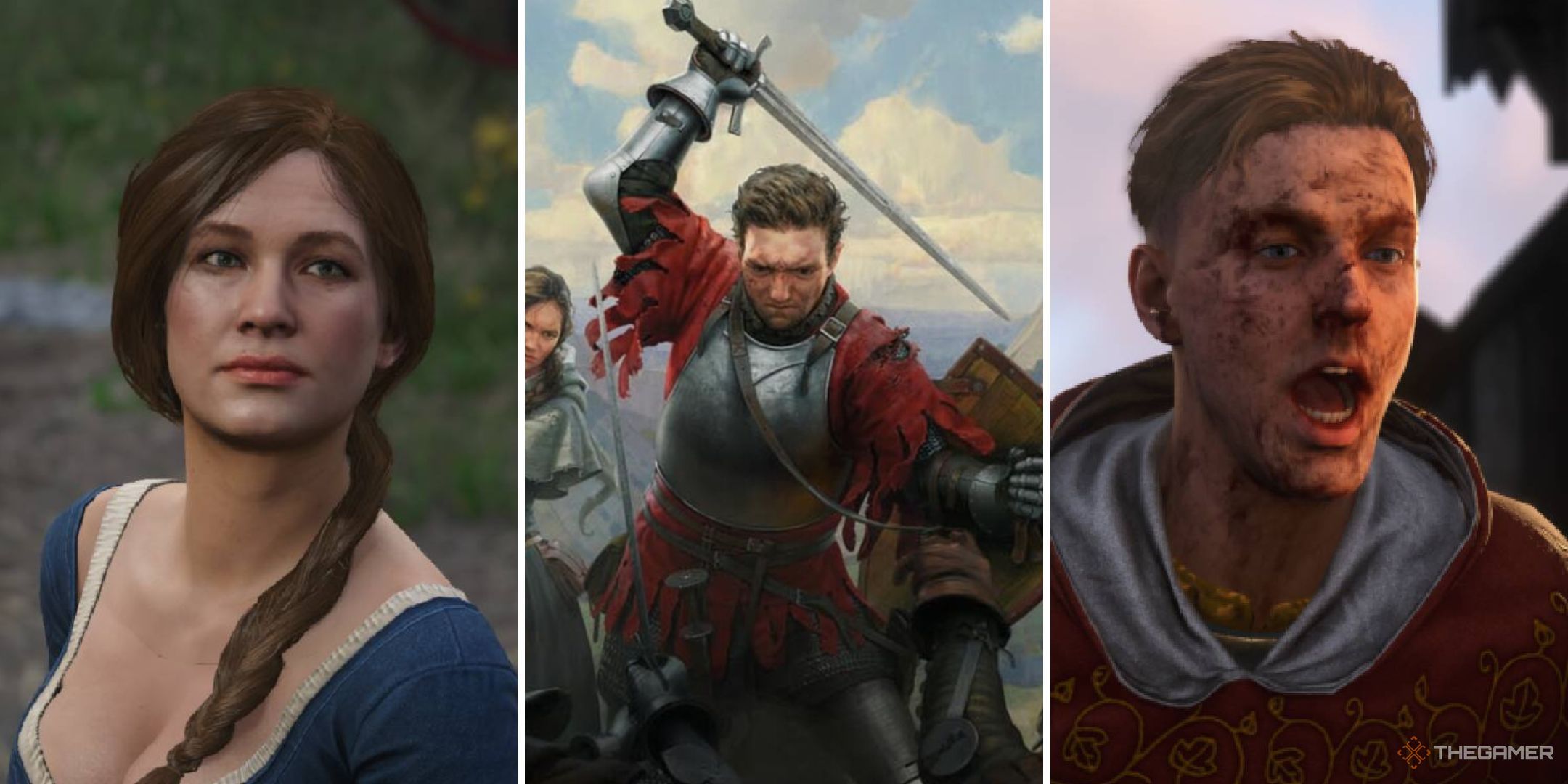 Kingdom Come Deliverance 2 collage with Katherine and Hans Capon.