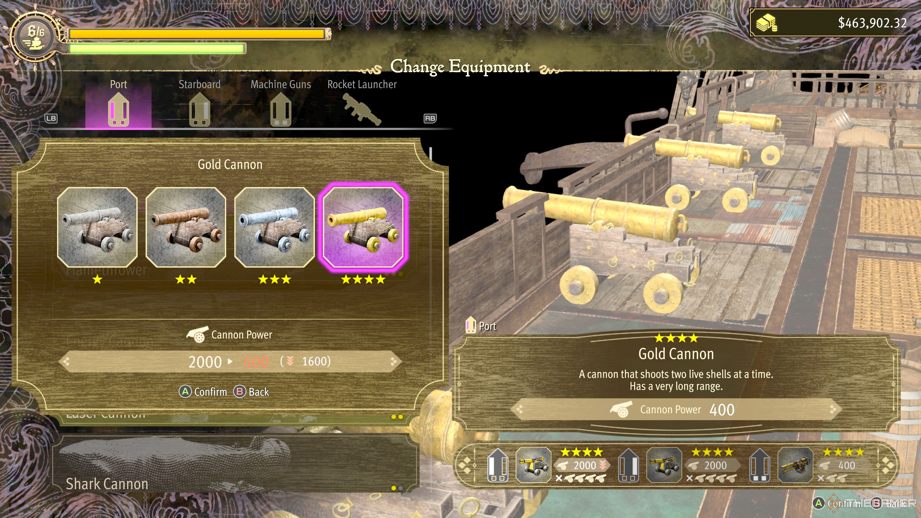 The Gold Cannon stats in Like A Dragon: Pirate Yakuza In Hawaii.