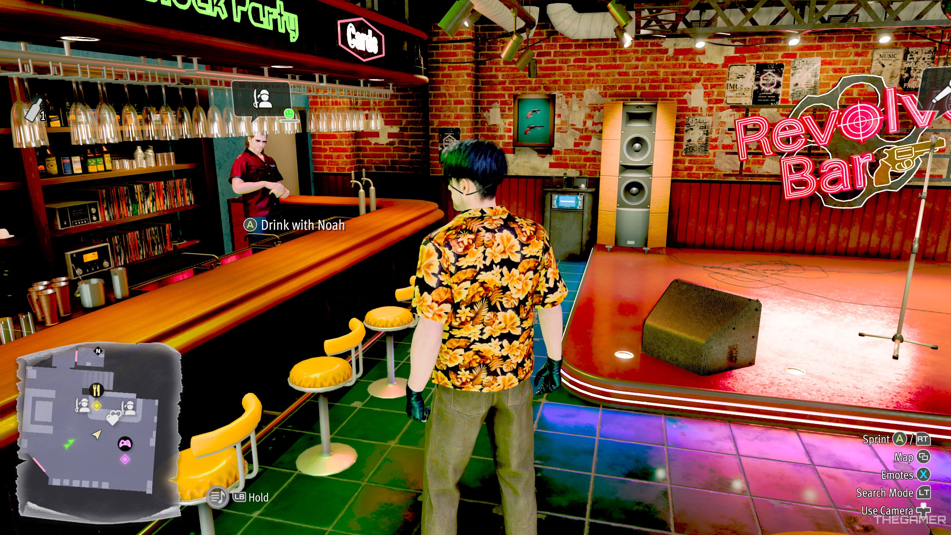 Majima selects the option Noah to drink with Noah in Like A Dragon: Pirate Yakuza In Hawaii.